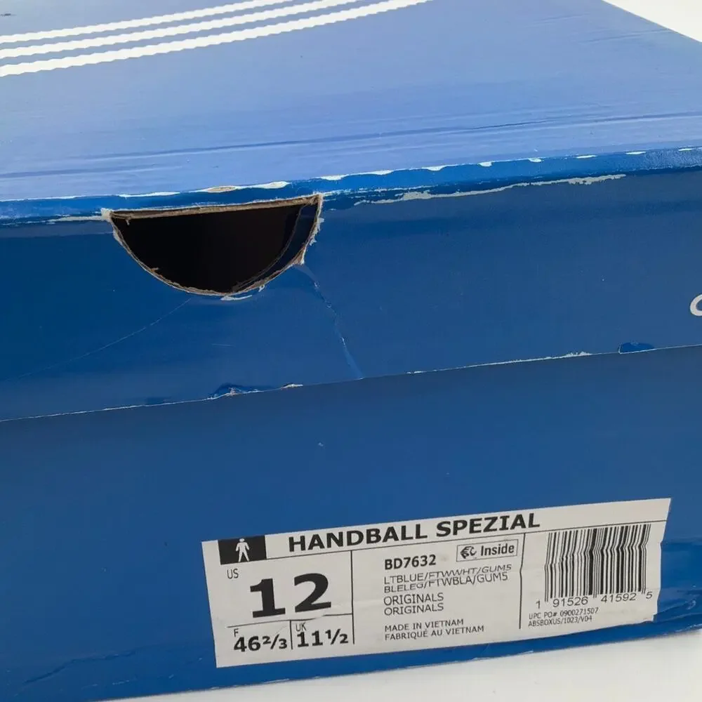 Adidas Handball Spezial Shoes Light Blue Cloud White Gum Size 12